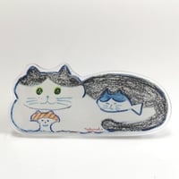 猫たちの集会　アクリル　袋どめクリップ　ハチワレ01