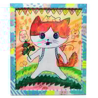 メインクーン】猫 原画 アクリル画 A4サイズ額装付き BAEZ3