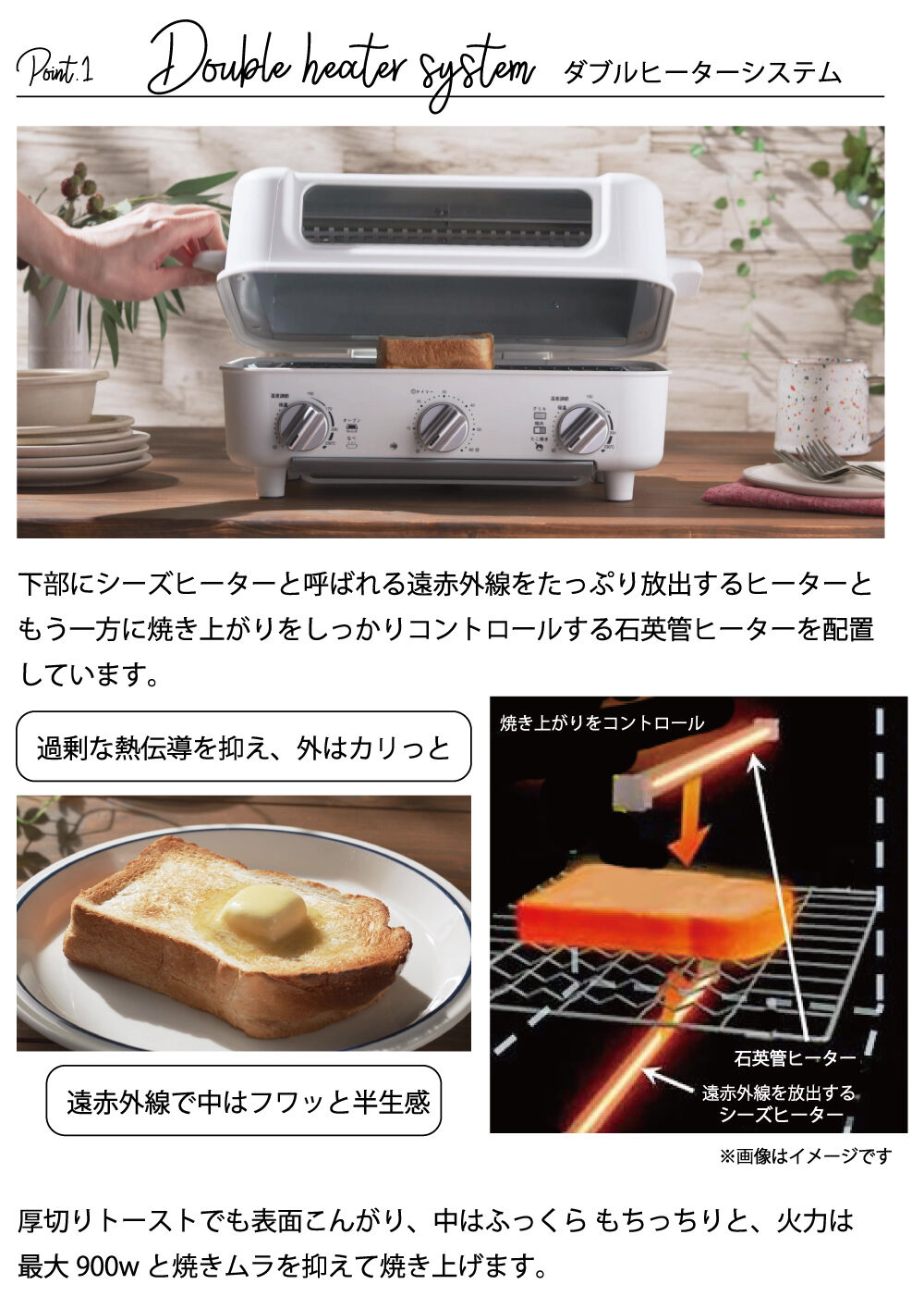 【AINX】 スマート トースターグリル ホワイト