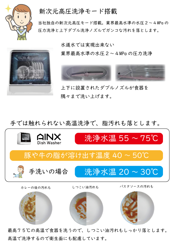 設置工事不要』タンク式食器洗乾燥機 Smart Dish Washer | AINX o