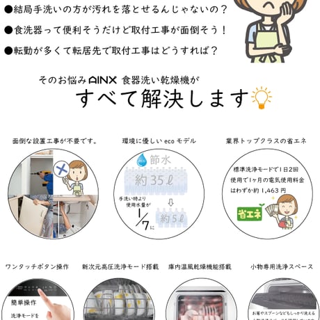【限定・訳あり箱破損】タンク式食器洗乾燥機  Smart  Dish Washer