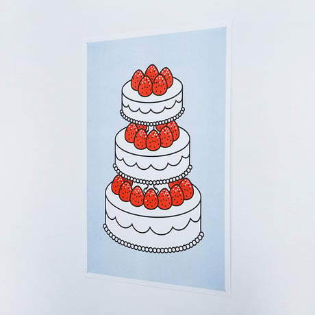 STRAWBERRY CAKE BLUE | A3 RISO poster