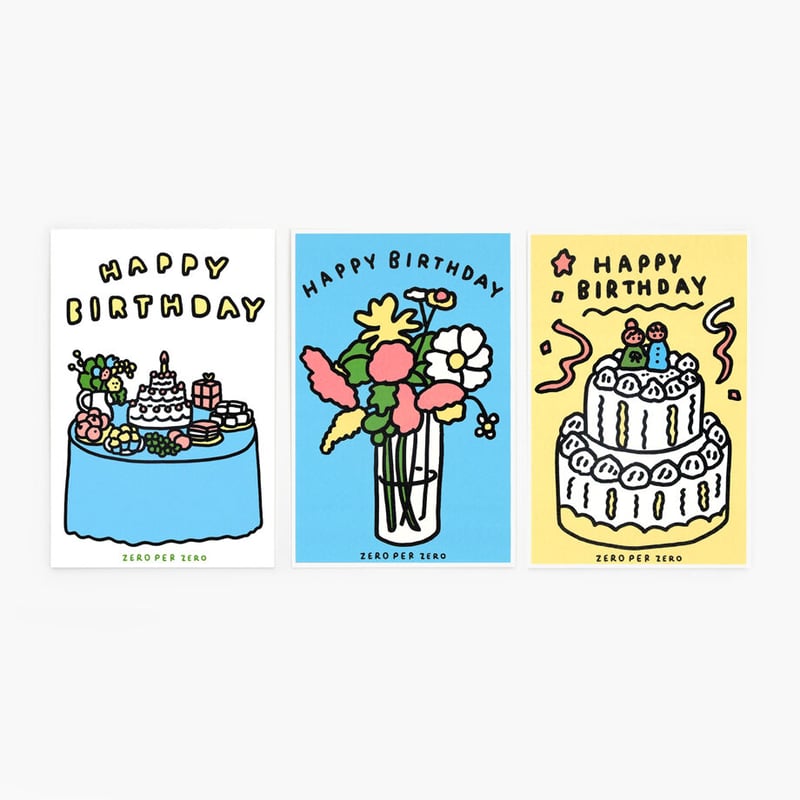 HAPPY BIRTHDAY | Silkscreen postcard set | ZERO