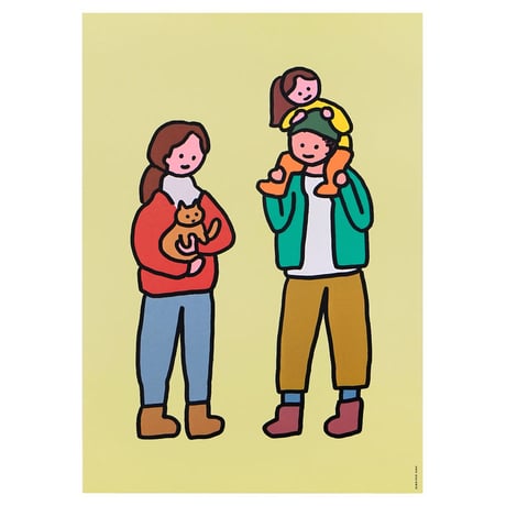 FAMILY OF THREE & CAT | A3 poster（受注生産商品）