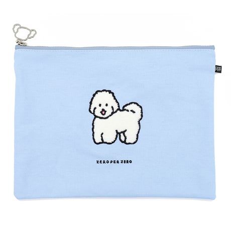 WHITE PUPPY pale blue | Pouch L