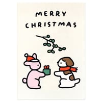 RABBIT & DOG | Christmas pressed card