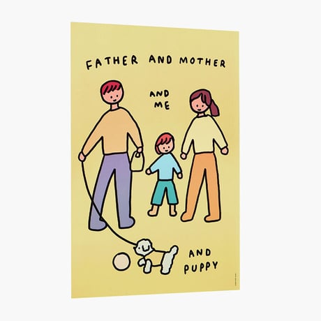 Family of three & Puppy | A3 poster（受注生産商品）