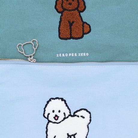 BROWN POODLE teel green| Pouch L