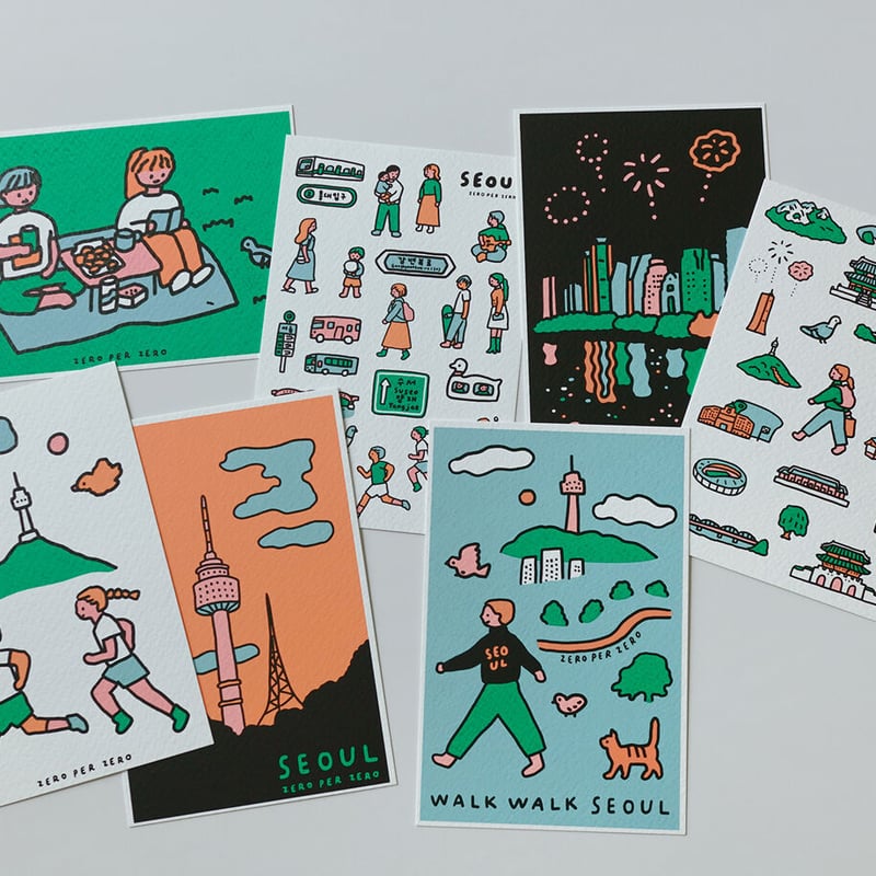 SEOUL | Silkscreen postcard set | ZERO PER ZERO_JP