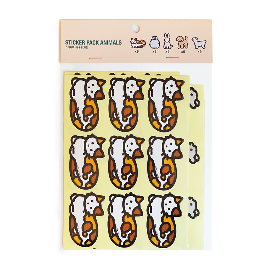 MC STICKER総柄裏毛セトア110 ANIMALS (5 TYPES) | Sticker pack | ZERO PER ZER