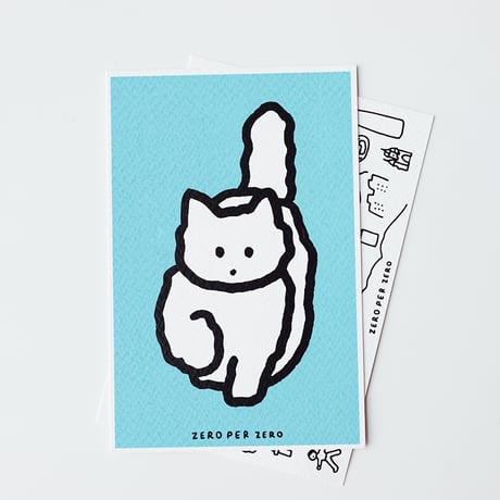WHITE CAT blue | Postcard