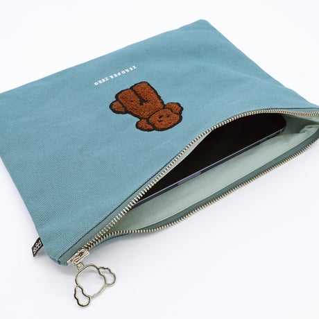 BROWN POODLE teel green| Pouch L