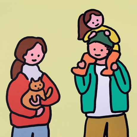 FAMILY OF THREE & CAT | A3 poster（受注生産商品）