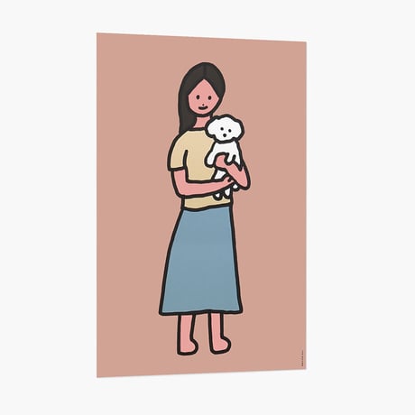 WHITE PUPPY AND GIRL | A3 poster