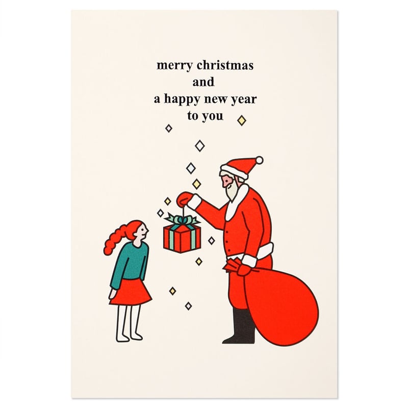 クリスマス Merry Christmas post card SANTA AND GIRL | Christmas card | ZERO PER ZERO_JP