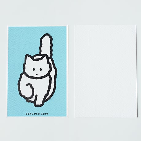 WHITE CAT blue | Postcard