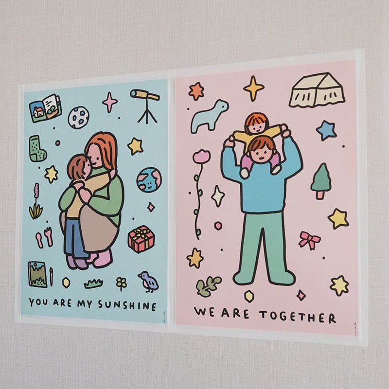 PIGGY BACK PINK (TOGETHER) | A3 poster（受注生産商品）