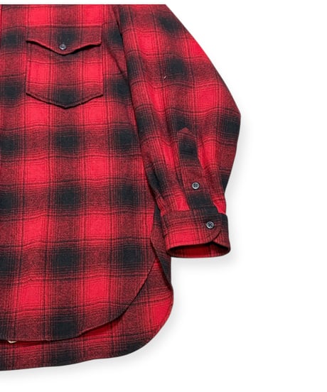 【USED】1970s PENDLETON ペンドルトンウールシャツ RED オンブレ Mサイズ ウエスタン