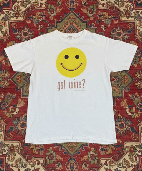 【USED】1990s got wine？ スマイリーフェイス WHITE Lサイズ