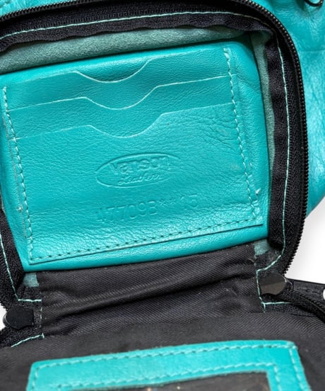 【USED】2000s VANSON レザーウエストポーチ ターコイズブルー