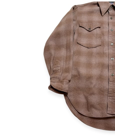 【USED】1970s PENDLETON ペンドルトンウールシャツ ブラウンオンブレ 14ハーフ ウエスタン