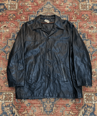 【USED】2000s レザーカーコート BLACK Lサイズ