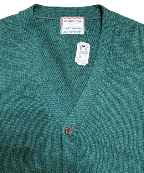 【USED】1970s McGREGOR マクレガー カーディガン グリーン Mサイズ USA製