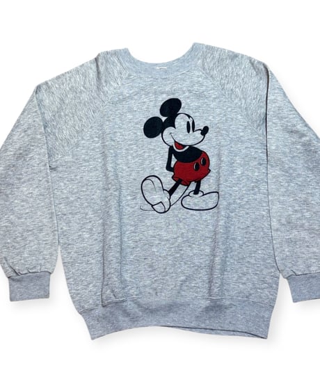 【USED】1980s Disney ミッキーマウス クルーネックスウェット 霜降りグレー  XLサイズ