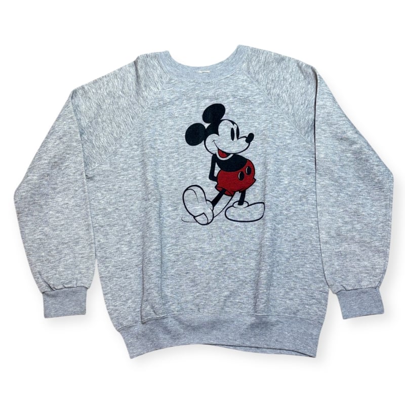 USED】1980s Disney ミッキーマウス クルーネックスウェット 霜降り