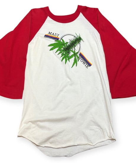 【USED】1990s MAUI WOWIE ラグランスリーブT 大麻デザイン フルーツボディ XLサイズ アメリカ製