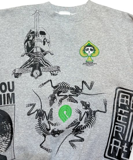 【USED】2000s POWELL PERALTA パウエル マルチプリント Bootleg クルーネックスウェット GRAY Lサイズ