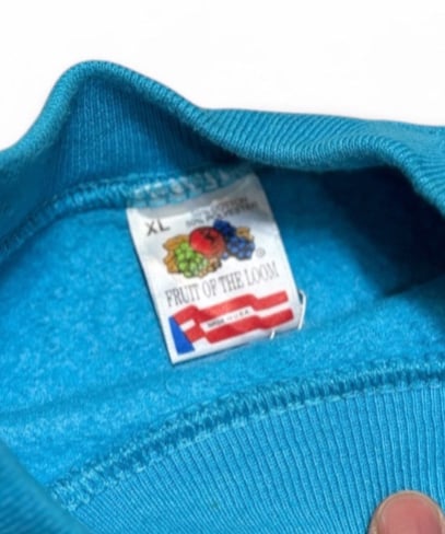 USED】1990s fruits of the room 無地クルーネックスウェット 水色