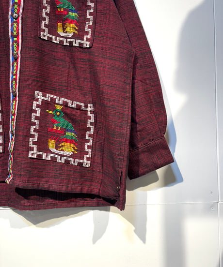 ESTRELLA STANDARD SELECT   DEADSTOCK  “GUATEMALA QUETZAL SHIRTS“  グアテマラシャツ　バーガンディ　Lサイズ