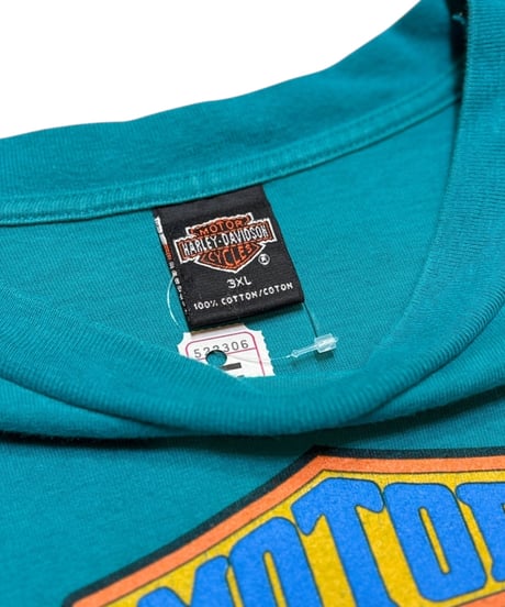 【USED】1990s HARLEY-DAVIDSON ハーレーダビッドソン 半袖Tシャツ エメラルドブルー 3XL アメリカ製