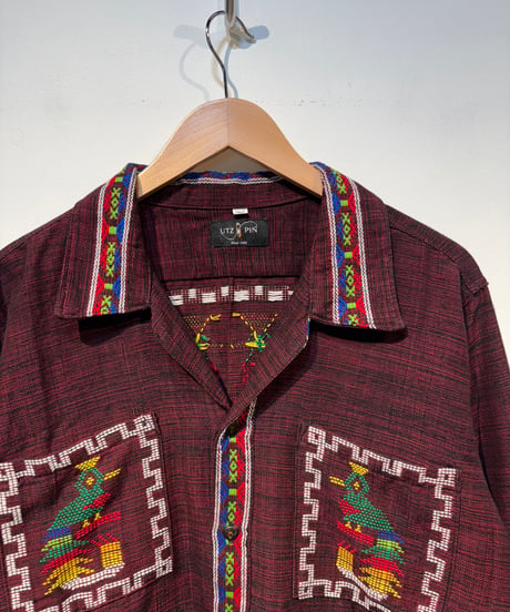 ESTRELLA STANDARD SELECT   DEADSTOCK  “GUATEMALA QUETZAL SHIRTS“  グアテマラシャツ　バーガンディ　Lサイズ