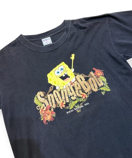 【USED】2000s スポンジボブ SS T-SHIRTS BLACK XLサイズ