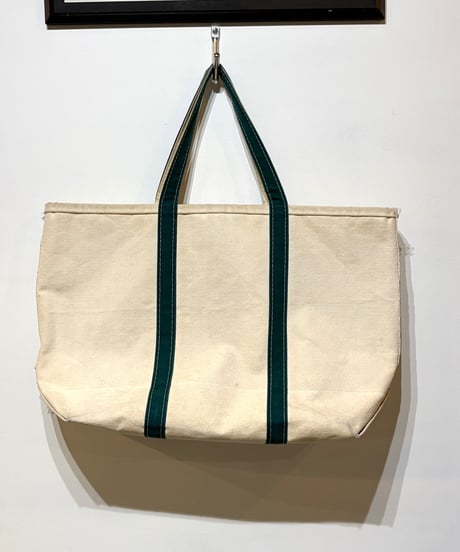 1980年代 L.L.Bean のトートバック！人気のラージライズ！底シングルのレアモデル！生成りxGREEN