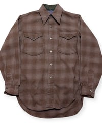 【USED】1970s PENDLETON ペンドルトンウールシャツ ブラウンオンブレ 14ハーフ ウエスタン