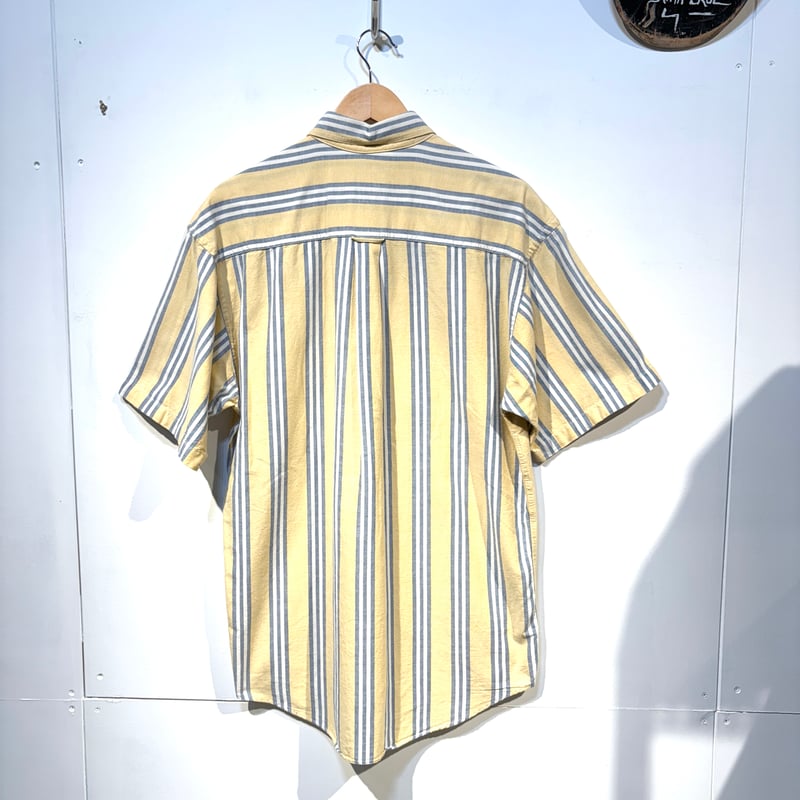 90s OLD GAP 半袖シャツ ボタンダウン イエローストライプ柄 S