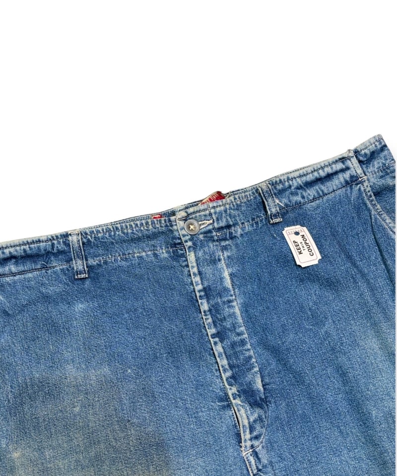 90s USA製 RRL デニム　カーゴパンツ USED】1990s RRL デニムカーゴパンツ ショーツリメイク 三つ星タグ W34