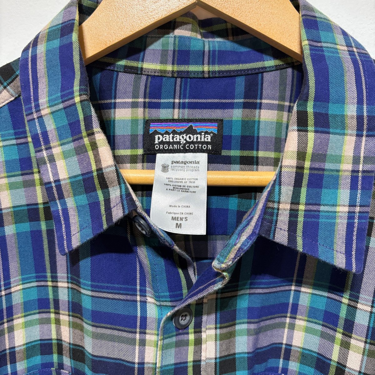 patagonia メンズ M 青 チェック柄シャツ 00s Patagonia フランネルシャツ ブルーチェック柄 Mサイズ 極美