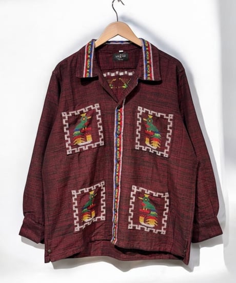 ESTRELLA STANDARD SELECT   DEADSTOCK  “GUATEMALA QUETZAL SHIRTS“  グアテマラシャツ　バーガンディ　Lサイズ
