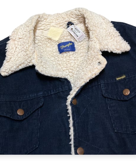 【USED】1990s Wrangler ラングラー ランチジャケット ボアコート NAVY Sサイズ位 アメリカ製