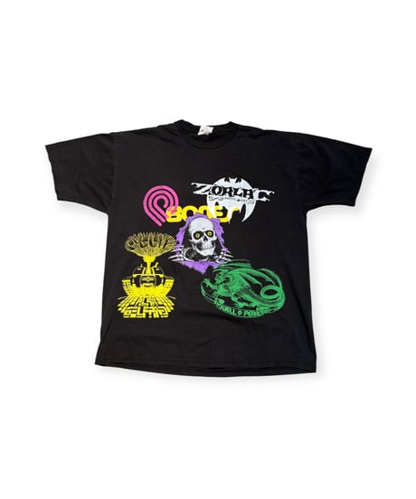 【USED】2000s POWELL PERALTA  ZORLAC パウエル マルチプリント Bootleg SS T-SHIRTS