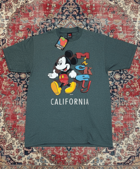 【DEADSTOCK】1990s Disney California ミッキーマウス 半袖Tシャツ VELVA SHEEN製 GRAY Lサイズ アメリカ製
