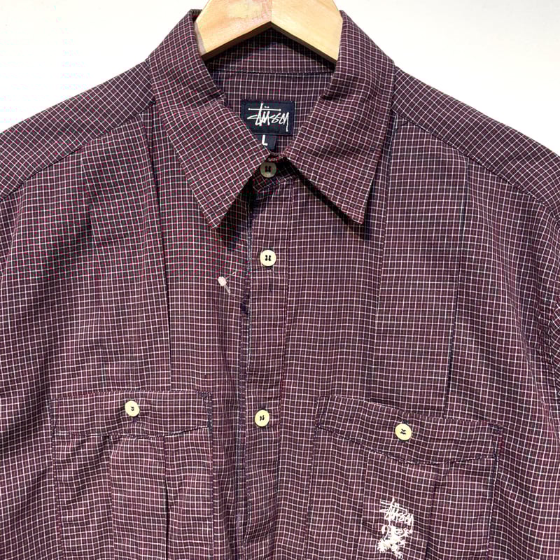 90s STUSSY キューバシャツ RED Lサイズ アメリカ製 美品 | ATR