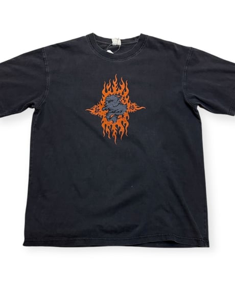 【USED】2000s ドラゴンプリントTシャツ フレイムス BLACK XLサイズ