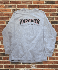 【USED】2000s THRASHER x INDEPENDENT LS Tee GRAY Mサイズ