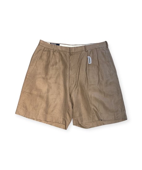 【USED】 1990s Polo Ralph Lauren ツータックショートパンツ khaki W36 リネンコットン