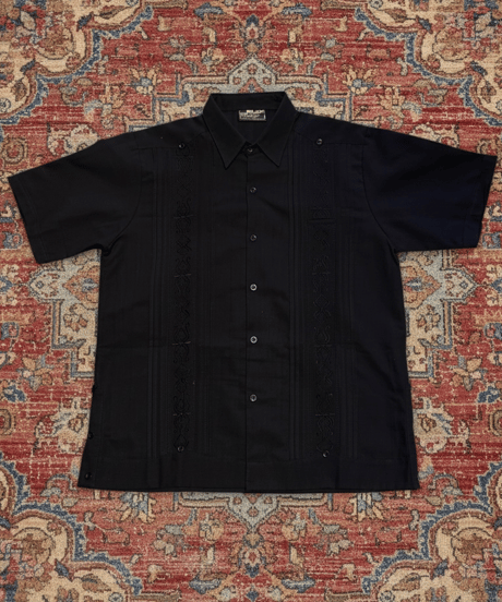 【NEW ITEM】ESTRELLA STANDARD S/S GUAYABERA キューバシャツ (ブラック、ブラック)